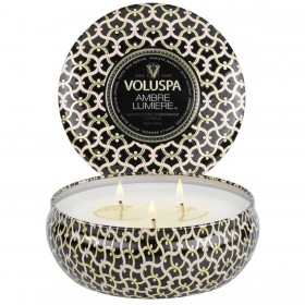 Voluspa – Ambre Lumiere 3 Coinneal Stáin Chill Chainnigh
