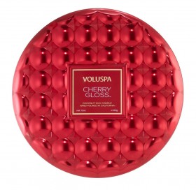 Voluspa – Candela in latta a 3 stoppini con finitura lucida alla ciliegia